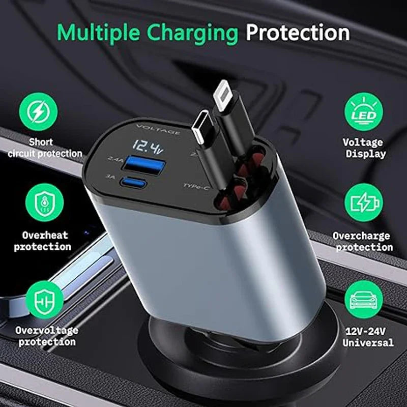 DualRapid™ Retractable Car Charger