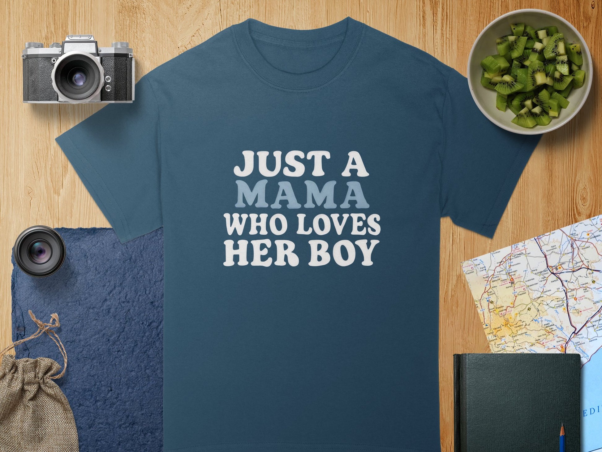 Just A Mama Who Loves Her Boy Navy Blue T-Shirt product